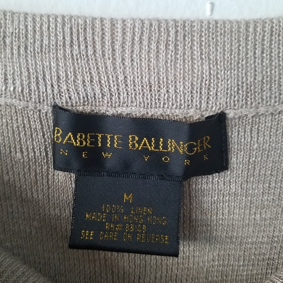 VINTAGE Babette Ballinger 100% Linen Beige Knit Maxi Skirt Size M - Picture 8 of 8
